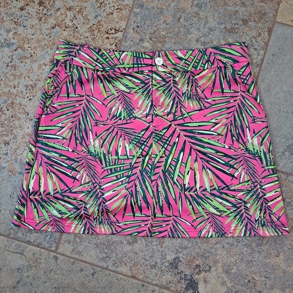 Top It Off Women's Size Medium Skort Pink with Green Leaves Pockets NWT - Picture 1 of 10